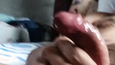 Shiny & Hairy dick full of oil cumming a lot on lumberjarck body full of semen