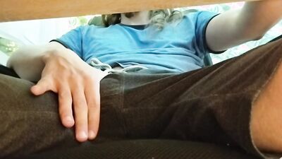 POV: You're under my desk while I jerk off during my stream