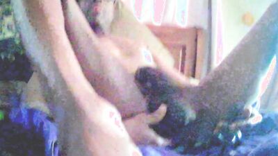 Big Black Cock throbs with Anal vibrator DEEP in tight Fleshlight ass