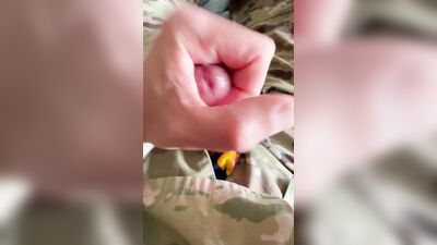 Army Soldier has fun with himself on hump day