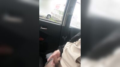 Twink masturbates in his friend's car and starts spewing cum on the seat