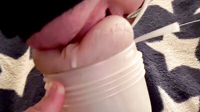 Intensive masturbation of my big cock and juicy ass leads to a huge cum load