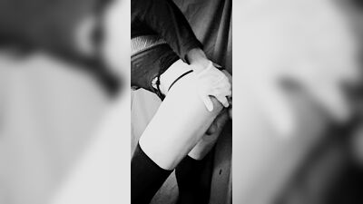 Sissy fuck's dildo till orgasm and cum