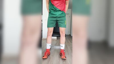 Gay 18 soccer twink wanks, sniffs socks and shoes and cums