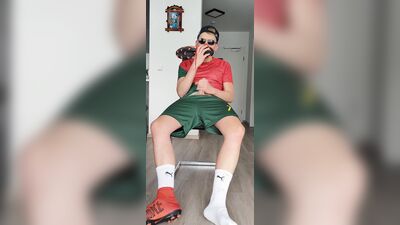 Gay 18 soccer twink wanks, sniffs socks and shoes and cums