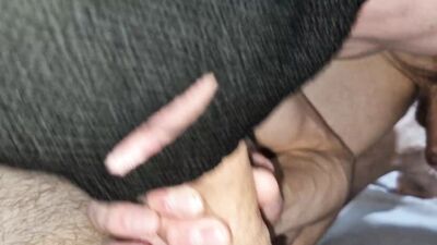 Deep throat in cum from daddy's big dick to skinny twink femboy! Fucking rubber holes and pouring cum!