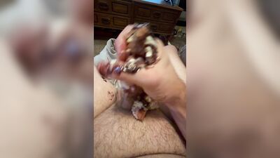 Fat Guy Masterbates With Cream Filled Doughnut