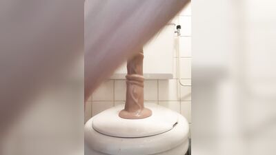 Playing with hollow plug two flexible dildo and a big thick dildo for milking prostate