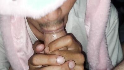 Devouring daddy's hot cum! After college, sissy femboy got hungry and decided to eat cum!