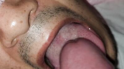 Devouring daddy's hot cum! After college, sissy femboy got hungry and decided to eat cum!