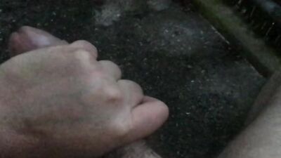 Slowmotion captured jerking my cock outside on the balcony