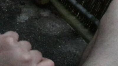 Slowmotion captured jerking my cock outside on the balcony
