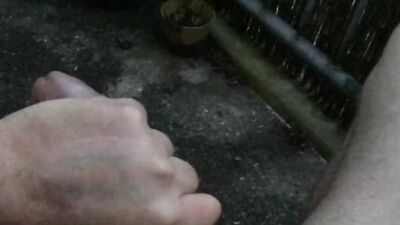 Slowmotion captured jerking my cock outside on the balcony