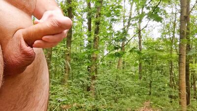Big balls, big cock, big cum in forest