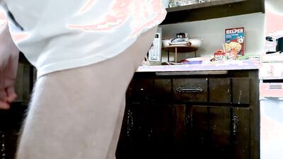Doing chores with my cock and balls bouncing around