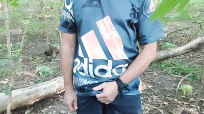 Masturbating and peeing in the forest