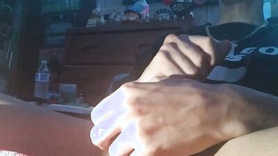 Squeezing My Balls While I Stroke My Lasso'd Cock Until Waterfall Of Cum