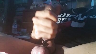 Squeezing My Balls While I Stroke My Lasso'd Cock Until Waterfall Of Cum