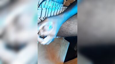 Hand job cum out jerking in room