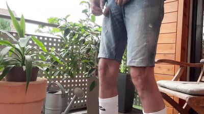 After a thunderstorm I was so horny shot a big load while I smoke