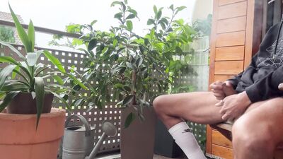 After a thunderstorm I was so horny shot a big load while I smoke