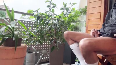 After a thunderstorm I was so horny shot a big load while I smoke