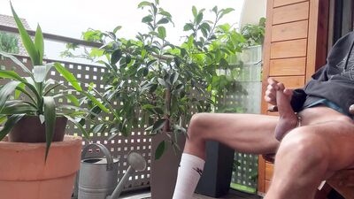 After a thunderstorm I was so horny shot a big load while I smoke