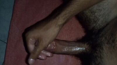Watch me edge my thick and hard meat with lube