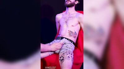 Guy 35 - Tattooed Twink with a Big Uncut Cock and a 7 Day Load Cums 3 Times