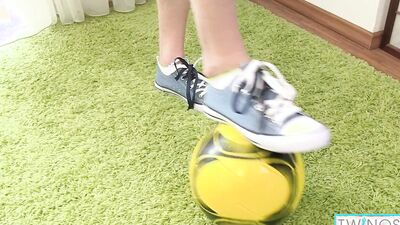 Cutest & Hottest Blonde Fan Angel Cums So Hard All Over His Soccer Ball!