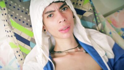Big Dick Skinny Twink Jerking Off Playing With His Precum and Tasting His Own Cum