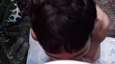 Young twink dude is public cruising in the nature for some male cum in his mouth