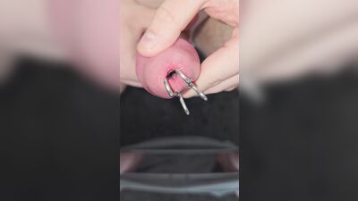 I try out my new penis stretchers, while I push other plugs completely in.