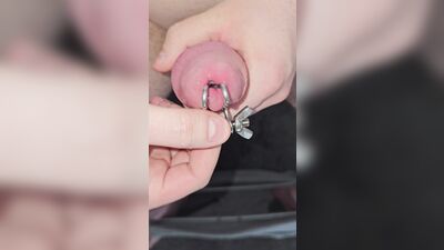 I try out my new penis stretchers, while I push other plugs completely in.