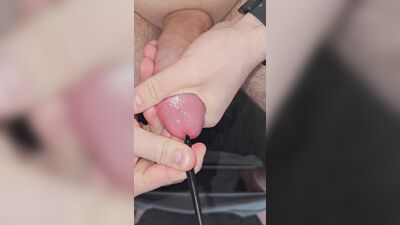 I try out my new penis stretchers, while I push other plugs completely in.
