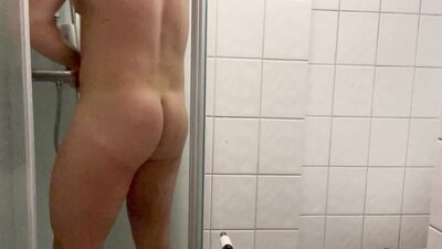 Nude dance during taking a shower.
