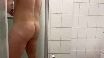 Nude dance during taking a shower.