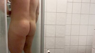 Nude dance during taking a shower.
