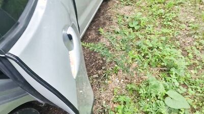 Extreme shock , A slave fucked on the hood of a car near truckers watching our fuck without a condom.