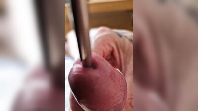 Sounding my cock nice urethra play