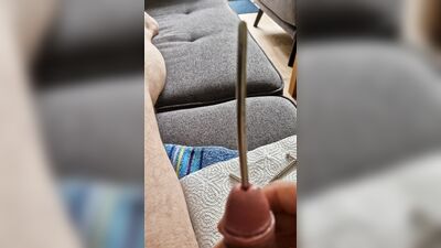 Sounding my cock nice urethra play