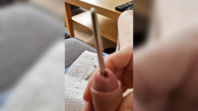 Sounding my cock nice urethra play