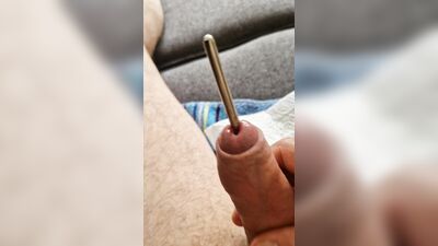 Sounding my cock nice urethra play