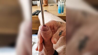 Sounding my cock nice urethra play