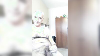 I Put Oil on My Cock and Chest and Masturbate My Penis with Pleasure