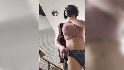 Caught in daytime!! Exhibitionist Gina caught being horny at schoolat school