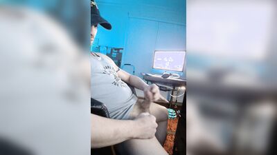 Playing with penis pump at home in my office