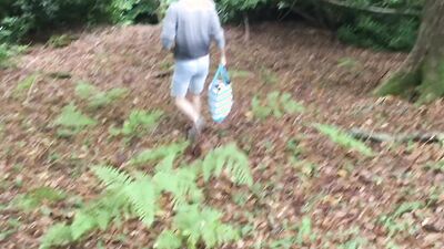 Amateur Gay Twink Miller Larkin Rides His Dildo In The Woods