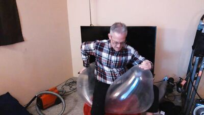 113) Daddy Jerks on 17" Balloon after Popping 36" and Cutting 24" Balloons