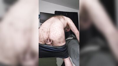 Me playing with my hard cock and hairy ass.
